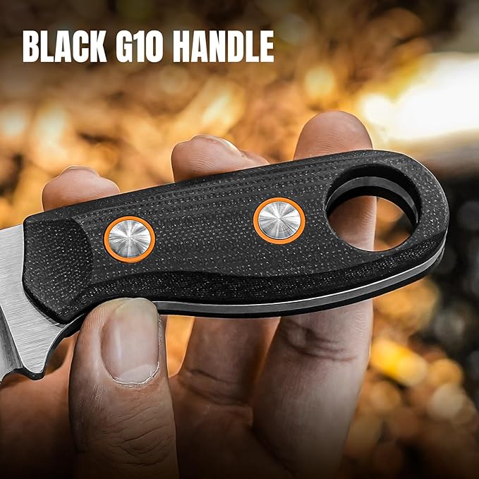 Kizer Beaver Fixed Blade Knife with Sheath 2.75 Nitro-V Blade EDC Fixed Blade Camping Knife with Black G10 Handle Small Bushcraft Survival Knives Outdoor Hunting Knives for Men Women 1078M1