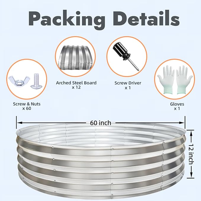 60 Inch Large Round Fire Pit Ring Galvanized Steel Outdoor Bonfire Ring for Backyard &amp Camping Sturdy Rust-Proof &amp Easy to Install (5×5×1 FT)