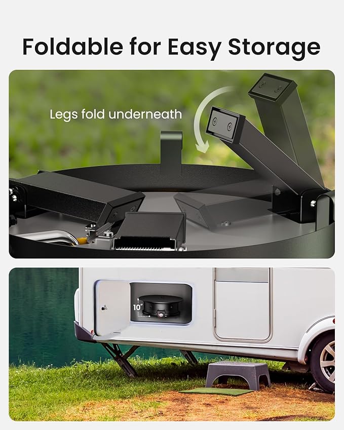 Ciays Large Propane Fire Pit 24 Inch Gas Fire Pit with Grill Grate Folding Legs Hose Hooks Propane Tank Holder Cover &amp Carry Strap Portable Outdoor Fire Pit for Camping 58000 BTU