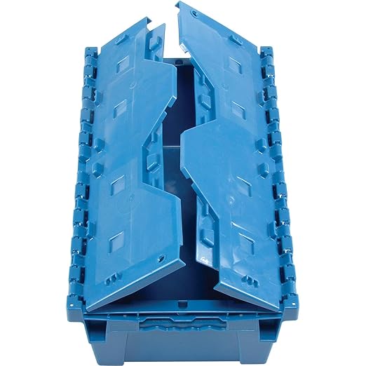 Global Industrial Distribution Container With Hinged Lid 19-5/8x11-7/8x7 Blue