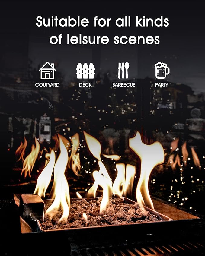 LEGACY HEATING 28-Inch Propane Fire Pit Table Gas Square Outdoor Fire Table Dinning with Lid Lava Stone 50000BTU ETL Certification for Outside Garden Backyard Deck Patio