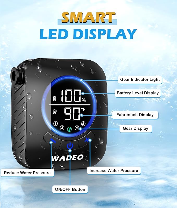 2026 Upgraded Portable Shower for Camping 8000mAh Rechargeable Camping Shower Pump with 5 Gal Foldable Bucket 5 Pressure Modes IPX8 Waterproof Outdoor Shower for Hiking Travel Car Pet Beach