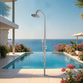 316 Marine Grade Stainless Steel Free Standing Outdoor Shower with Foot Wash 3-Function Nickel Shower Kit with 10''Rain Shower HeadOutdoor Shower Fixture for Backyard Beach Poolside