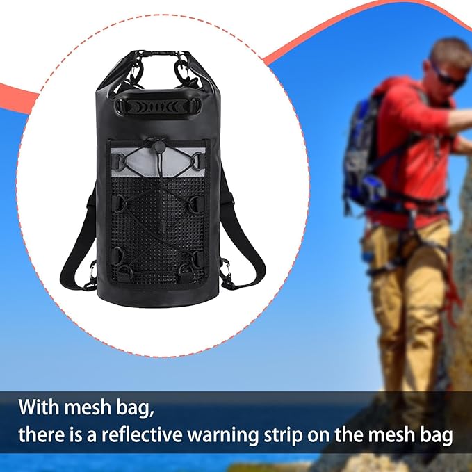 Dry Bag IPX6 Waterproof Mesh Pocket Comfortable Backpack Large Capacity for Beach Rafting Fishing Swimming Kayaking