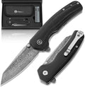 Clip Point Folding Knife with G10 Tactical Handle Damascus Steel Blade Gift Box Set - Ideal for Everyday Carry - Holtzman's Gorilla Survival