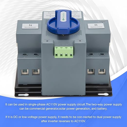 110V 63A 2P Automatic Transfer Switch Dual Power Automatic Transfer Switch 50HZ/60HZ Generator Changeover Switch