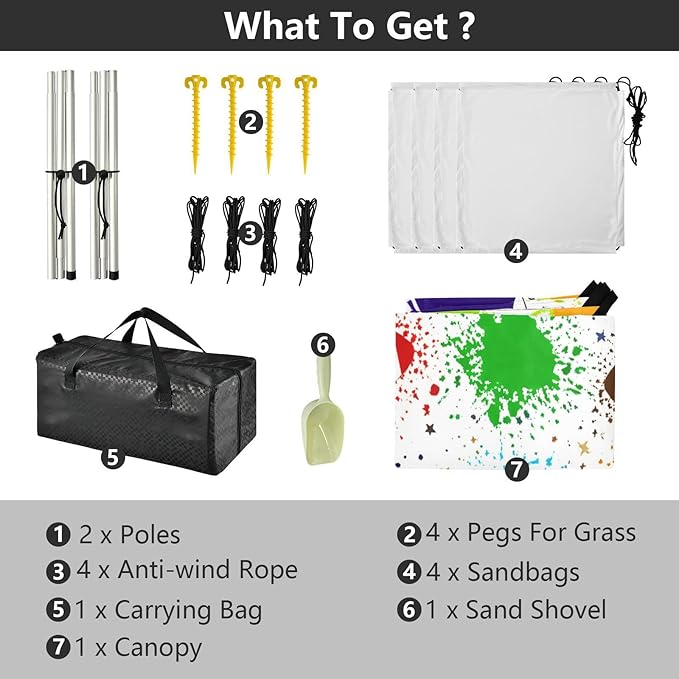 xigua Football Beach Tent Sun Shelter with Carrying Bag - Silver Coated Oxford Fabric Beach Canopy for Beach Camping Fishing - Includes Windproof Ropes Sandbags &amp Stakes
