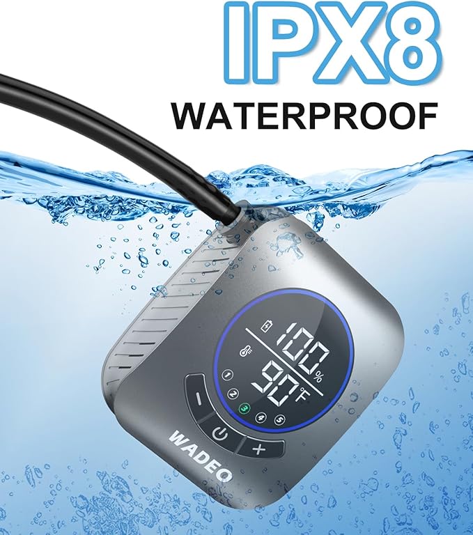 WADEO Portable Shower for Camping 8000mAh Rechargeable Camping Shower Pump with 5 Pressure Levels Fahrenheit Display IPX8 Waterproof for Outdoor Camping Travel Car Washing Pet Bathing