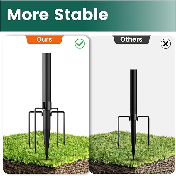 OHLUX 4 Pack 10FT String Light Poles Outdoor Poles with Fence Brackets for Hanging Lights Metal Stand for Patio Backyard Yard Deck