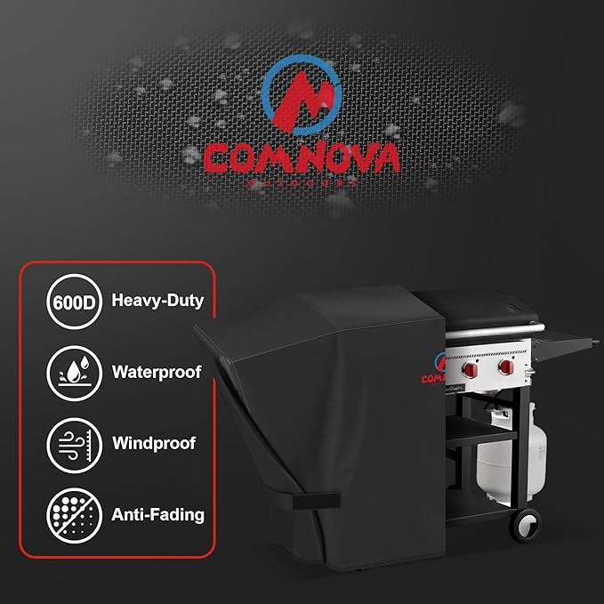 Comnova Griddle Cover for Camp Chef FTG600 - Premium 600D Outdoor Flat Top Grill Cover Heavy Duty &amp Waterproof for Camp Chef 4 Burner Griddle FTG600 FTG600P and FTG600GL - 63.5 x 22 x 36 Inch