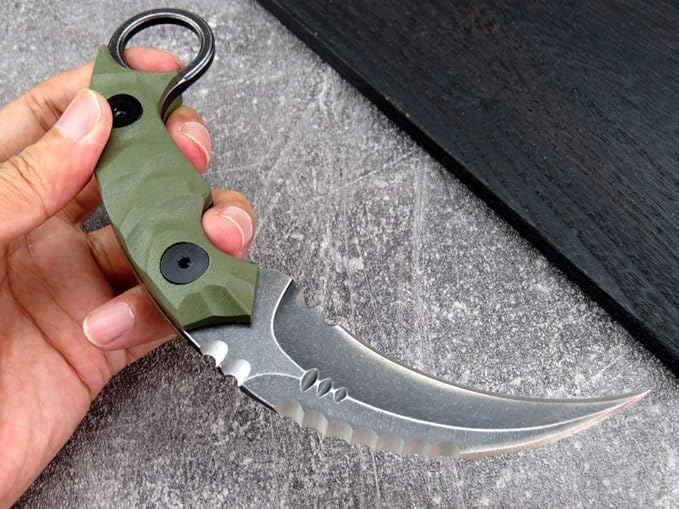 Ccanku C1691 Fixed Blade Knife D2 Steel G10 Handle 4 InchesOutdoor Survival Claw Teeth KnifeCamping EDC Tools Kydex Sheaths … …