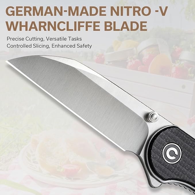 CIVIVI Pocket Knife - Elementum Folding Knife with 2.97'' Nitro-V Wharncliffe Blade Micarta Handle Ideal for Outdoor EDC Gift C18062AF-3