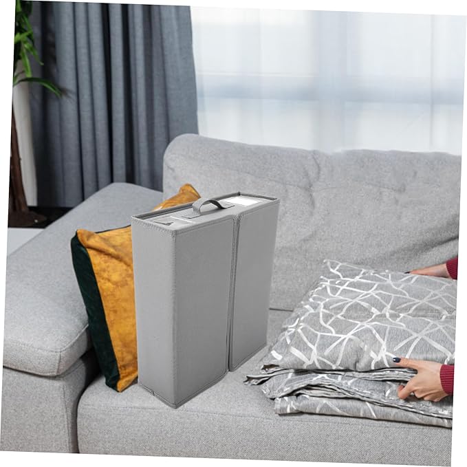 STOBAZA Foldable Bed Sheet Organizer for Blankets Lightweight Storage Bin with Zipper Closure for Wardrobe and Closet Organization Space-saving Container Grey Oxford