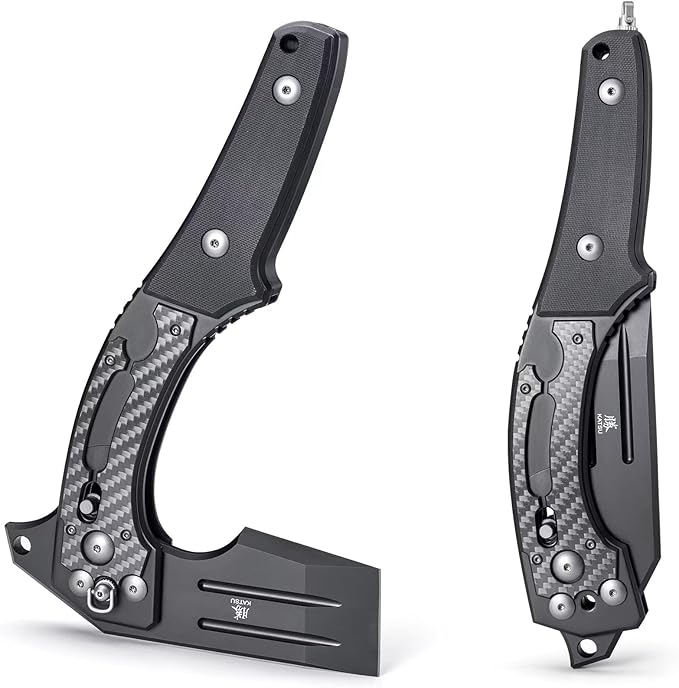 KATSU Camping Folding Hatchet Pocket Folding Japanese Tactical Axe with Axis Lock for Survival Outdoors Wood Cutting and Splitting Sakura Blade Nemoto Design