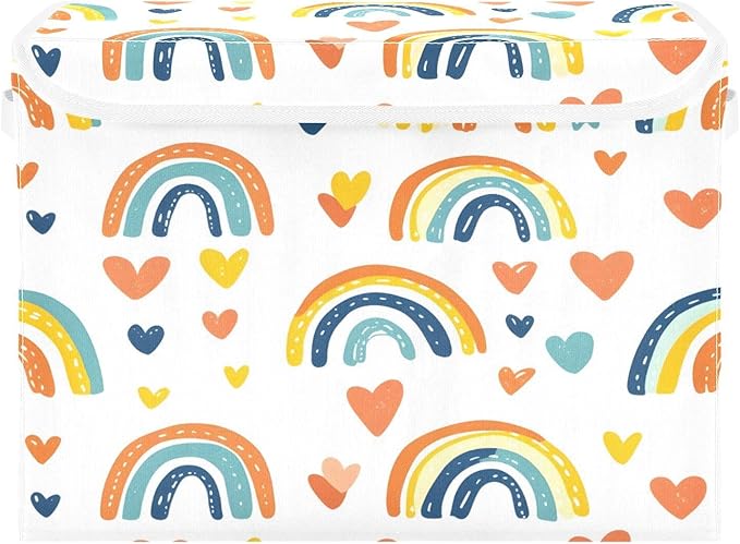 Lovely Arch Fabric Storage Bins with Lids and HandleFoldable Storage Bins with LidsCloset Organizers for Clothes Storage Room Organization Office Storage Chest Organizer