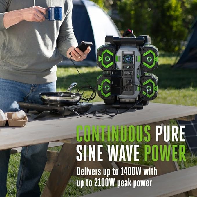 EGO POWER+ Portable Power Station 1400W Battery Powered Inverter Generator for Home and Outdoor Includes (2) 56V 6.0Ah Batteries and Charger - PST1405-2