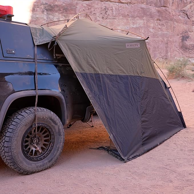 Kelty Highroads Overlanding Shelter - Universal Mount Car Camping Tent with Large Zippered Entry Aluminum Frame Adjustable Walls and Windows UV Protection Rainproof Stuff Duffel Included 2024