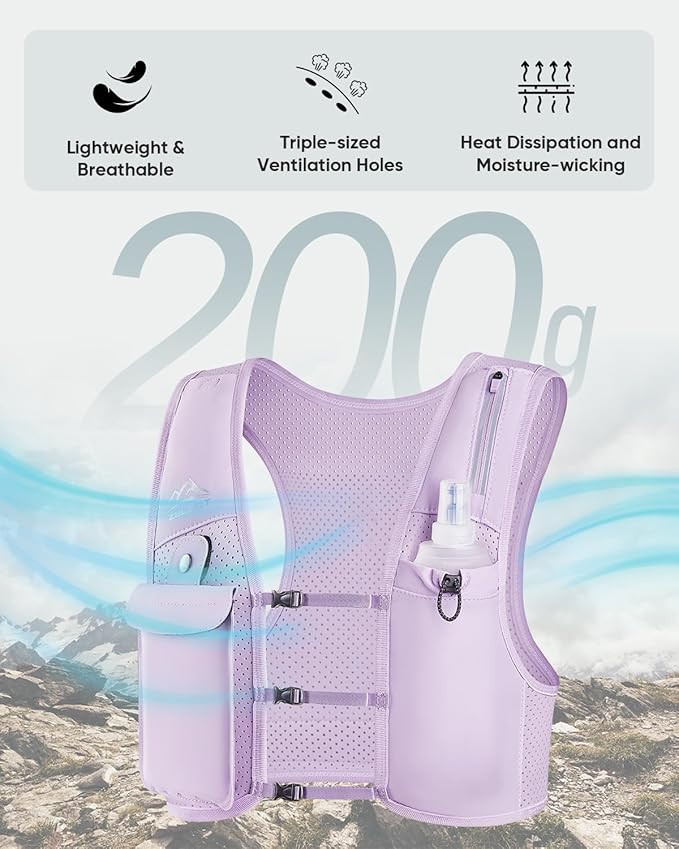 Zelvot Running Vest for Women Men USA Original Patent Adjustable Chest Straps Running Hydration Vest with 500ml Soft Flask Lightweight Reflective Hydration Backpack for Marathon