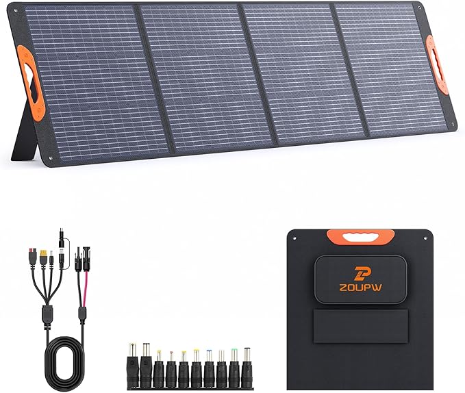 ZOUPW 220W Portable Solar Panel for Power Station23.5% Efffciency Mono Foldable Solar Charger for Jackery 1000 V2/EcoFlow Delta/Bluetti/Anker SolixIP67 Waterproof for RV Camping Home Backup