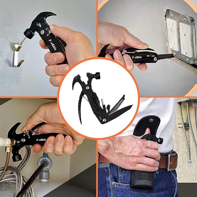 Hammer Multi Tool 12 in 1 Hammer Camping Gear Survival Tool Birthday Christmas Gift for Men Christmas Gifts for Dad Who Wants Nothing Mens Gifts for Him Dad Husband Grandpa Boyfriend