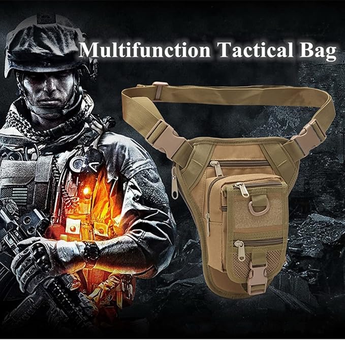 Tactical Bag Army Waist Leg Bag Adjustable Hiking Hunting Waist Packs Military Molle Drop Leg Bags Black L