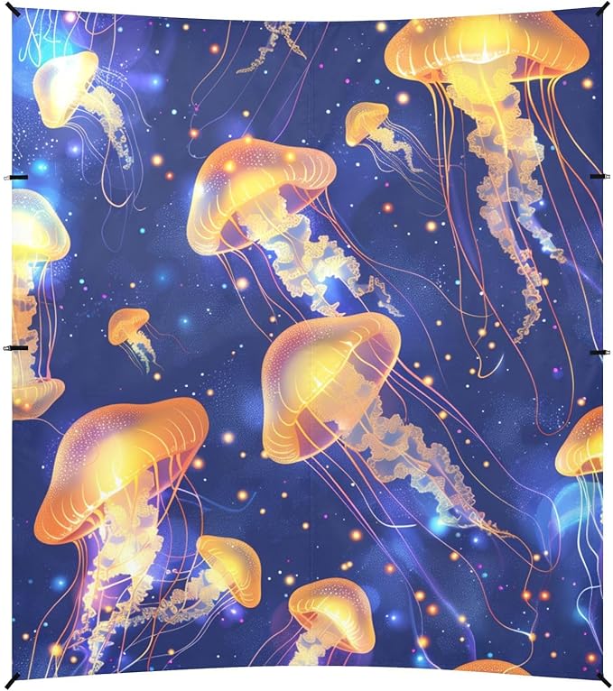 ALAZA Jellyfish with Stinging Cells Float in Space Beach Tent Sun Shelter Portable Canopy Sunshade for Outdoor Camping Picnics Backyard Fun 10x9 ft