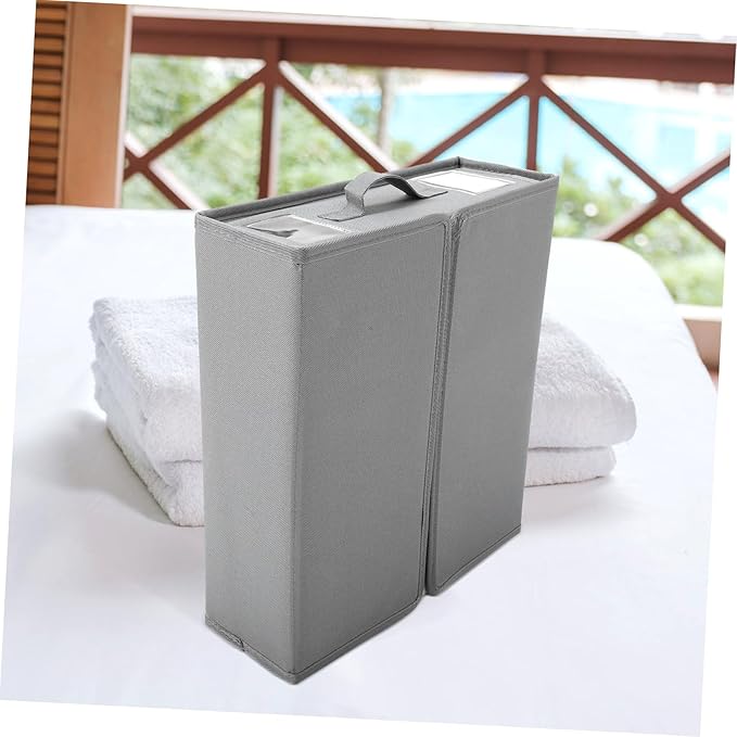 STOBAZA Foldable Bed Sheet Organizer for Blankets Lightweight Storage Bin with Zipper Closure for Wardrobe and Closet Organization Space-saving Container Grey Oxford