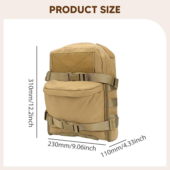 Pack Backpack Harness Carrier Design for Outdoors Adventures Universal Fit 9x4.3x12.2inch Oxford Khaki