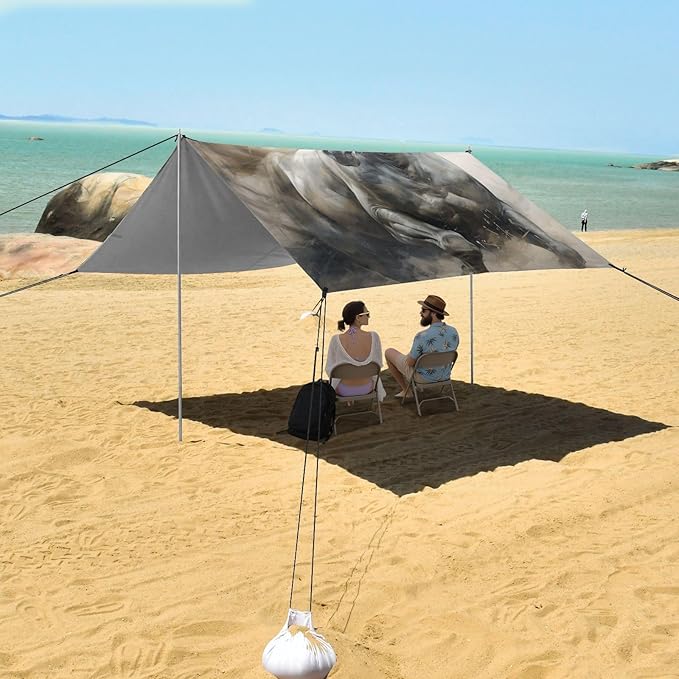 ALAZA White Horse Beach Tent Sun Shelter Portable Canopy Sunshade for Outdoor Camping Picnics Backyard Fun 10x9 ft