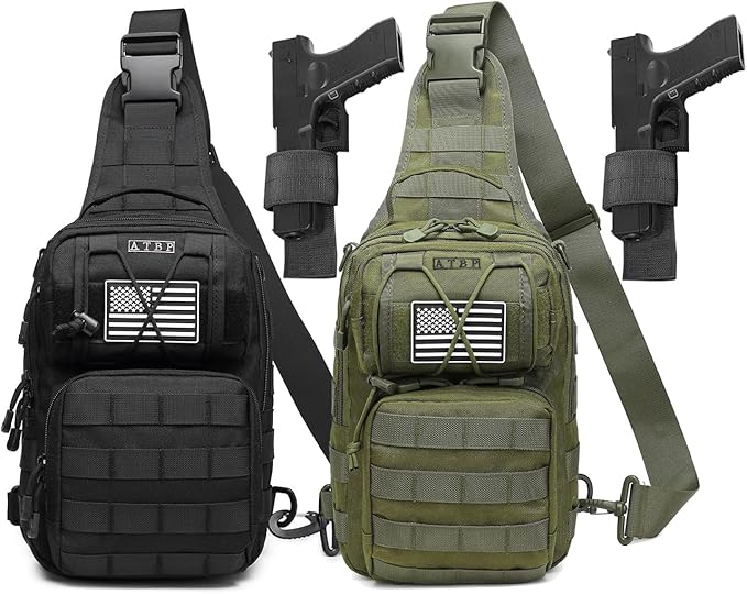 ATBP Tactical Sling Backpack Bag Pack for Men Military One Strap Shoulder Backpack Crossbody Bag With Holster 10 Liters