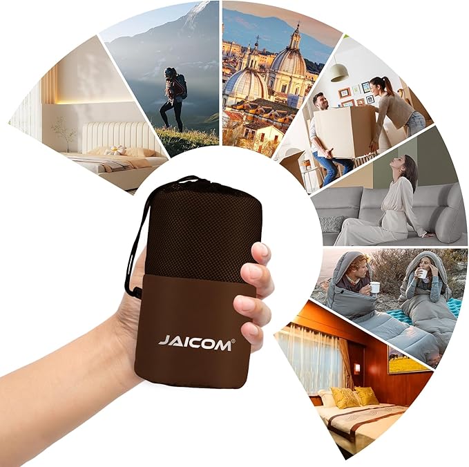 JAICOM Sleeping Bag Liner Travel Sheets &amp Adult Sleep Sack Ultralight and Portable Summer Sleeping Bag - Ideal for Backpacking Hotels and Hostels Business Trips Camping