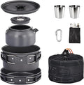 ROVSUN 34/10/6 pcs Camping Cookware Mess Kit Lightweight Non-Stick Camping Cooking Pot and Pan Set with Stainless Steel Camping Gear Kettle Cup for Open Fire Backpacking Outdoor Cooking