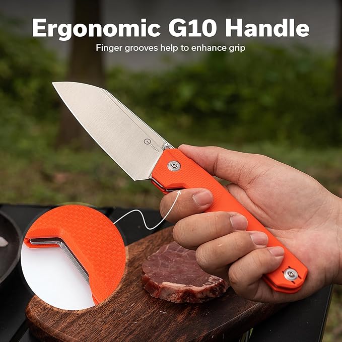 CIVIVI Hid Folding Pocket Knife 4.14 Swedish 14C28N Blade G10 Handle Nested Liner Lock Kitchen Knife with Thumb Stud Opener Ideal for Outdoor Use Camping Hiking and EDC C23008-4 Orange