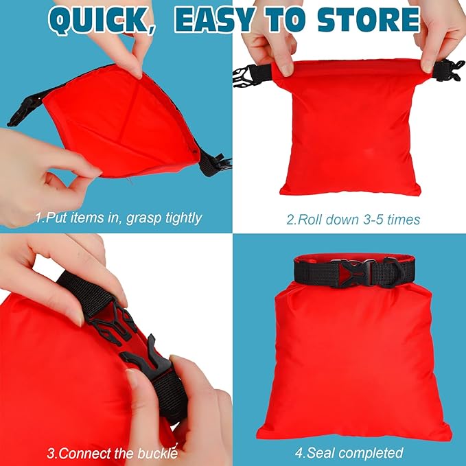 LEIFIDE 10 Pcs Ultralight Dry Bags Waterproof Lightweight Airtight Bags Ripstop Camping Gear Dry Sack Portable Roll Top Dry Pack for Backpacking Kayaking Hiking Swimming Boating Outdoor 5 Sizes