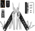 28-in-1 Multitool Pliers with Scissors Rope CuttersSaw ScrewdriversCan OpenerFileCarrying PouchStainless Steel Pocket Multi-Tool Ideal for Camping Survival Toolkit and Gift for him