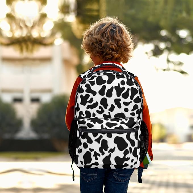 Girls School Backpack Cow Print Cute Aesthetic Backpack Lightweight Large Capacity Student Bookbag for Elementary Middle School Teen Girls Back to School Travel Daypack