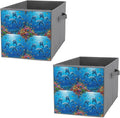 Foldable Storage Box with Handles Dolphin Underwater World Durable Collapsible Cube Bin for Organizing Toys Books Clothes Versatile Home &amp Office Solution