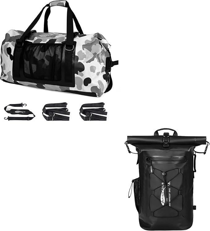 65L Waterproof Duffel Bag and 35L Heavy Duty Waterproof Backpack - Roll-Top Floating Dry Bag Backpack for Kayaking Rafting Boating