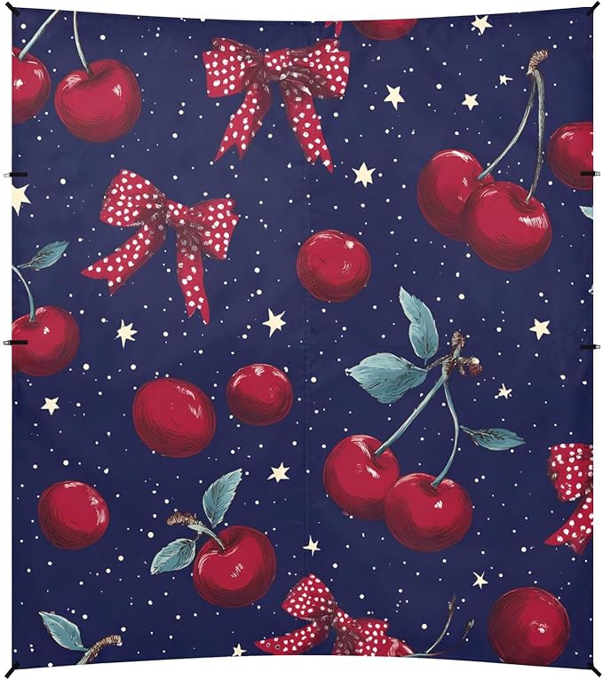 ALAZA Polka Dot Bow Cherry Pattern Beach Tent Sun Shelter Portable Canopy Sunshade for Outdoor Camping Picnics Backyard Fun 10x9 ft