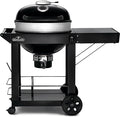 Napoleon PRO22 Charcoal Kettle Grill with Folding Cart Black Porcelain-Enameled Lid and Bowl Chrome-Plated Cooking Grid