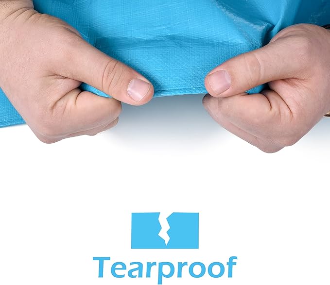 Tarps Heavy Duty Waterproof 12x16-12 mil Thick Camping Tent - Blue Tarp 12x16 UV Resistant Rip &amp Tear Proof with Metal Grommets – Multipurpose Use for Camping Tent Boat RV Car &amp Pool Cov