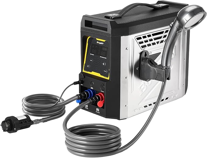 BougeRV Upgraded Portable Propane Water Heater Hot Water Heater w/Built-in battery for Showering &amp Cleaning Camping Water Heater w/Water Pump &amp Showerhead Overheating Protection Outdoor Us
