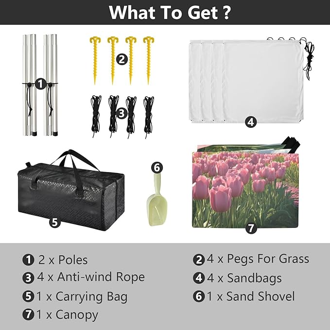 ALAZA Pink Tulips Windmill Beach Tent Sun Shelter Portable Canopy Sunshade for Outdoor Camping Picnics Backyard Fun 10x9 ft