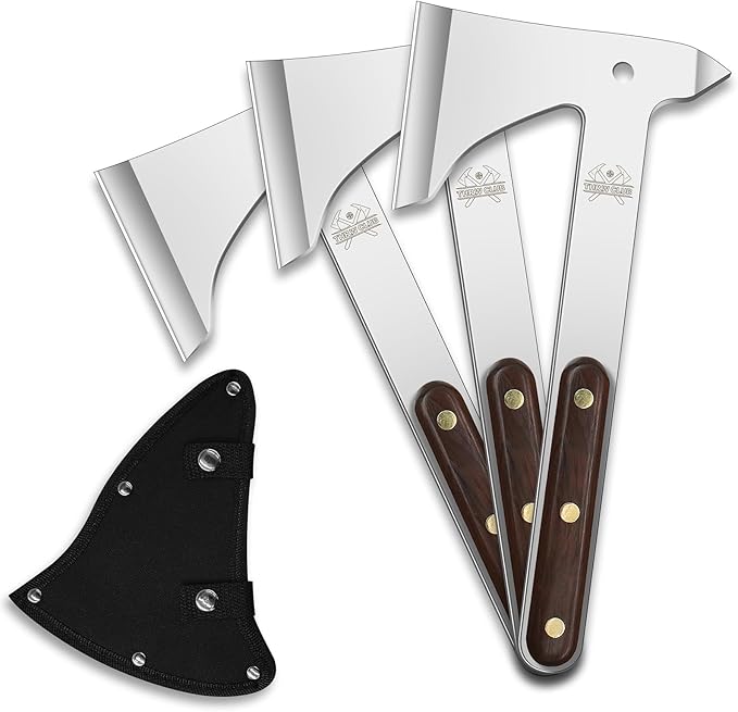 Throwing Axes 3 Pack Set 10.2 Throwing Axes and Tomahawks Full Tang Stainless Steel with Woodle Handle and Nylon Sheaths Perfect for Axe Throwing Game Competition and Recreation