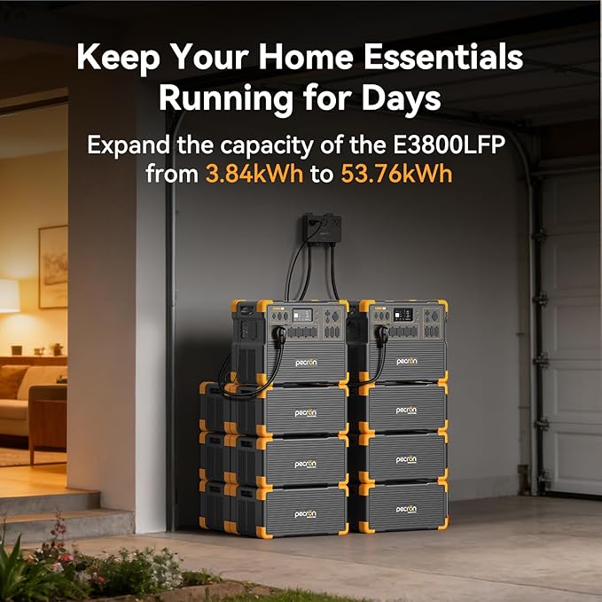 pecron Extra Battery 3840Wh Expand Capacity for E3600LFP/E3800LFP/F3000LFP/E2400LFP/E1500LFP/E1000LFP LiFePO4 Backup Battery