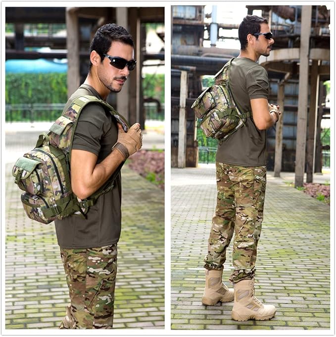 UNISTRENGH Men's Tactical Sling Bag Sling Backpack Military Shoulder Bag MOLLE Assault Range Bag for Outdoor Camping Hunting (CP #)