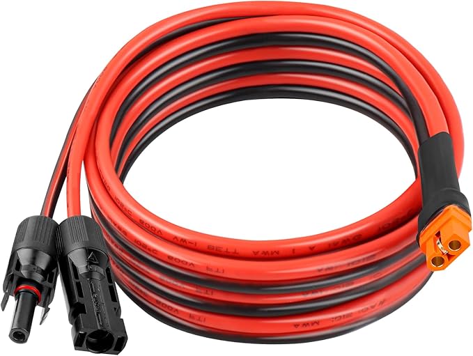 10AWG 15FT Solar to XT60i Extension Cable 3 6 10 35 50 75 100FT Heavy Duty Adapter Cable Connector to XT60i Wire for Portable Power Station Solar Panel RV Battery Renewable Energy Applications