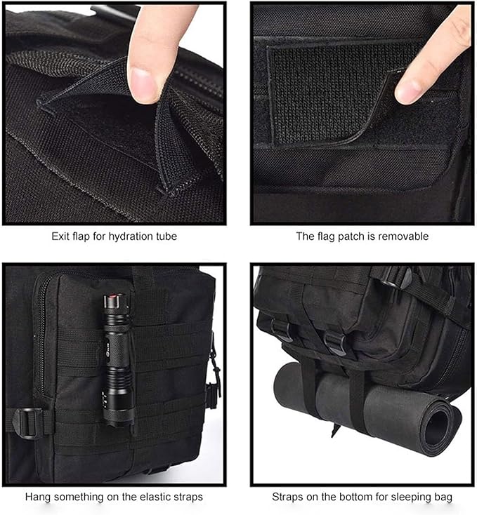 25L Tactical Backpack Lightweight Military Outdoor Travel Bag Men’s Camping &amp Climbing Sports Backpack (Black)