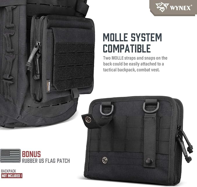 WYNEX Tactical Molle Admin Pouch with Folding Admin Pouch Utility EDC Pouch Organizer Modular Tool Pouch of Double Layer with Molle Tool Bag of Laser-Cut Design Utility Organizer EDC Medical Bag