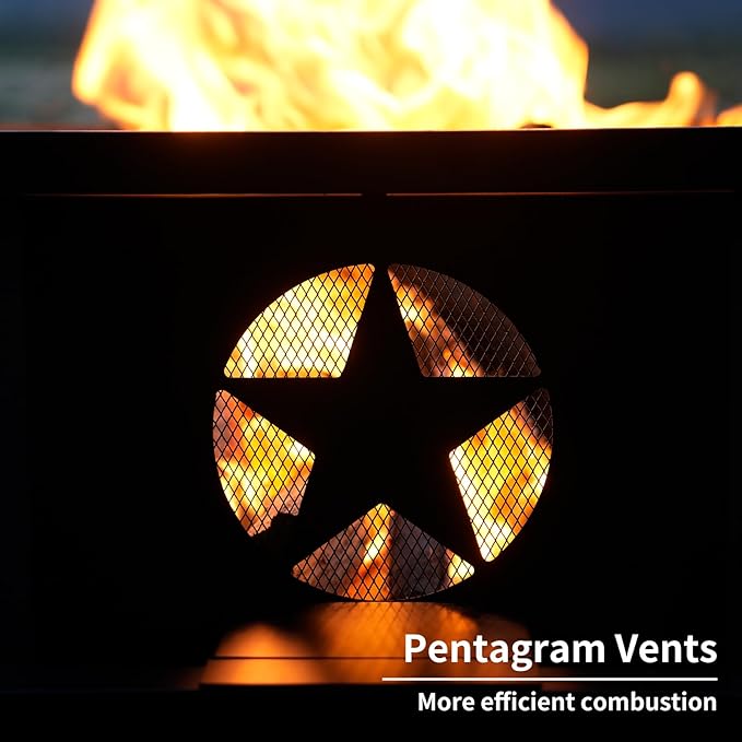 45 inch Large Fire Pit Outdoor Fire Pit with Heavy Duty Construction Wood Burning Fire Pits for Outside Octagonal Firepit for Camping Backyard Patio Black